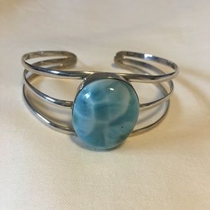 NEW Dominican Republic LARIMAR Cuff Bracelet 925